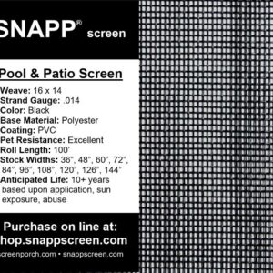 SNAPP screen No-See-Um Screen - Polyester (100' Roll)