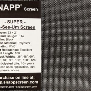 SNAPP screen SUPER No-See-Um Screen - Polyester (100' Roll)